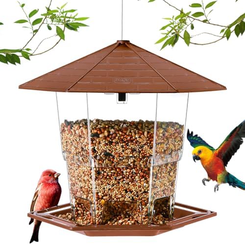 Jealoeur Hanging Bird Feeder for Outdoors - Wild Bird Seed, Brown