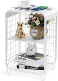 APEXCHASER Cute Nightstand,3 Tier Metal Side Table,White