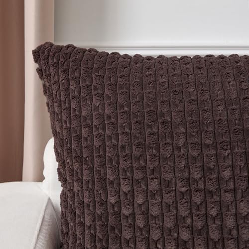 Kevin Textile Soft Corduroy 12"x20" Lumbar Pillow Covers 2 Pack, Coffee