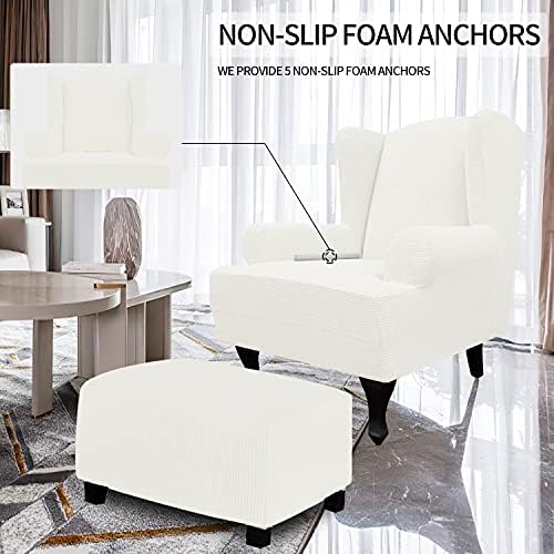 Easy-Going Stretch Large Wingback Chair Sofa Slipcover Cream