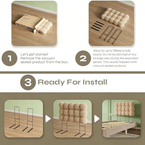 Pinmoco Twin Cloud-Shaped Upholstered Headboard, Teddy Fleece Light Brown