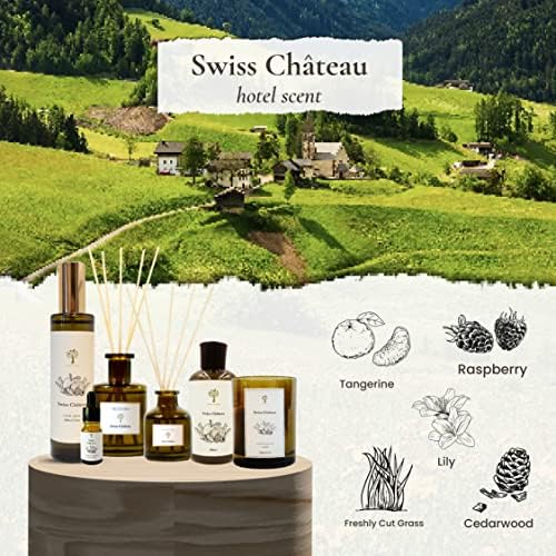 PRISTINE Swiss Château/Inspired by Hilton Reed Diffuser - Home & Bathroom | Fresh Cut Rose, Tangerine, Cedarwood Oil Reed Diffuser Set | Oil & Reed Diffuser Sticks, Home & Office Decor, Fragrance Gift