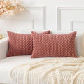 Kevin Textile Soft Corduroy 12"x20" Lumbar Pillow Covers 2 Pack, Blush Pink