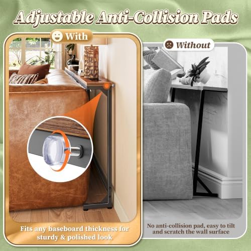 Huuger 78.7-94.5'' Extendable Behind Couch Table with Outlets, Rustic Brown