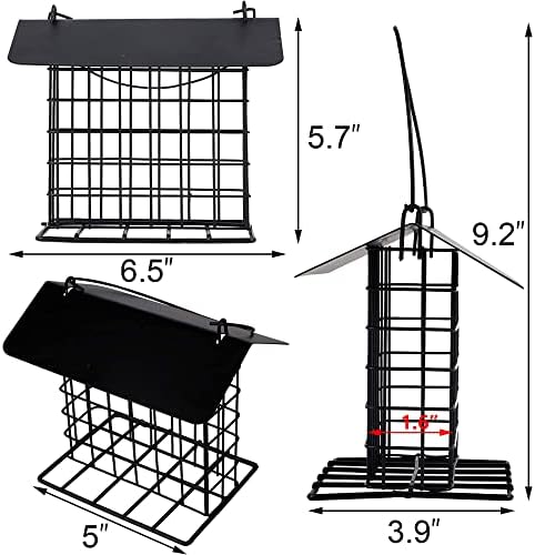 winemana Suet Feeder for Outside Hanging, Metal Suet Cake Holder Squirrel Proof, Weatherproof Bird Feeders for Wild Birds Woodpecker, Single Suet Cage for Outdoor Garden