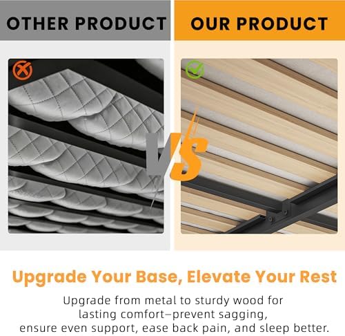 VIPSHOW 2 Inch Queen Sag-Proof Wooden Slats Box Spring with Round Corners