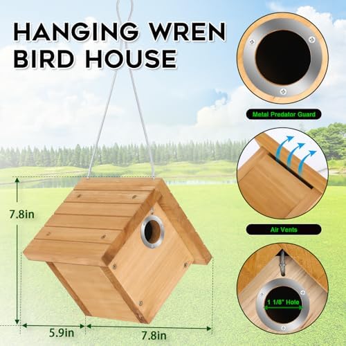 Gtongoko Wren Bird Houses for Outside with 1-1/8" Entrance Log Color 1 Pack