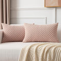Kevin Textile Soft Corduroy 12"x20" Lumbar Pillow Covers 2 Pack, Light Pink