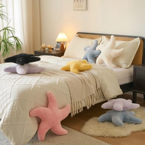 Starfish Pillow, 19.6" Cute Aesthetic Room Decor Accent Pillows, Yellow