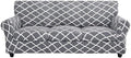 SearchI Stretch Sofa Cover Printed Couch Cover, Floral Pattern 4 Pieces Sofa Slipcover with 3 Separate Cushion Cover, Washable Furniture Protector for Living Room(Sofa, Gray+White)