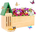 Butterfly House & Feeder with Flower Pot, 3-in-1 Wooden Butterfly House