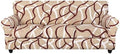 SearchI Stretch Sofa Cover Printed Couch Cover, Floral Pattern 4 Pieces Sofa Slipcover with 3 Separate Cushion Cover, Washable Furniture Protector for Living Room(Sofa, Khaki)