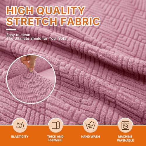 XINEAGE Stretch 4 Seater Slipcover, Non-Slip Pet Couch Cover,Pink
