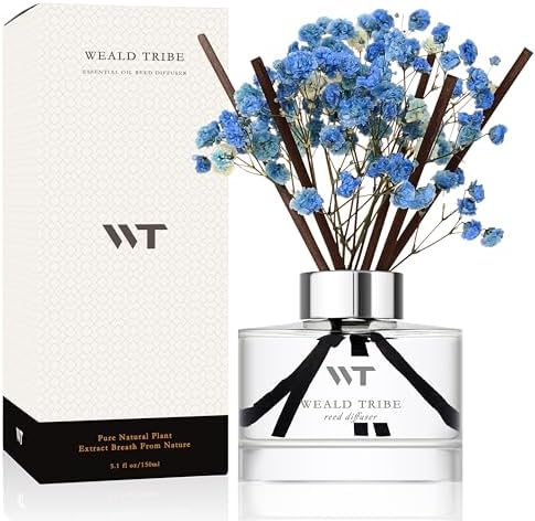 WEALD TRIBE Reed Diffuser Set Cashmere Vanilla Scent for Bathroom Decor