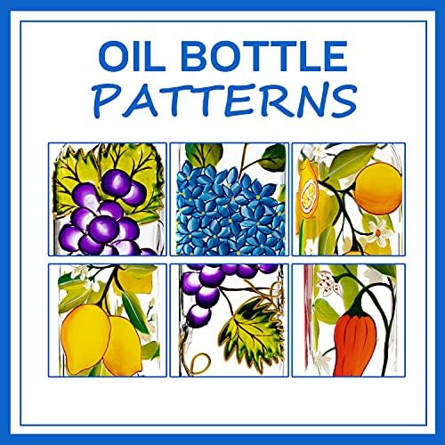 17oz Hand Painted Glass Olive Oil Bottle Dispenser - 500ml Green Oil & Vinegar Cruet with Pourers - Olive Oil Carafe Decanter for Kitchen (hydrangea)