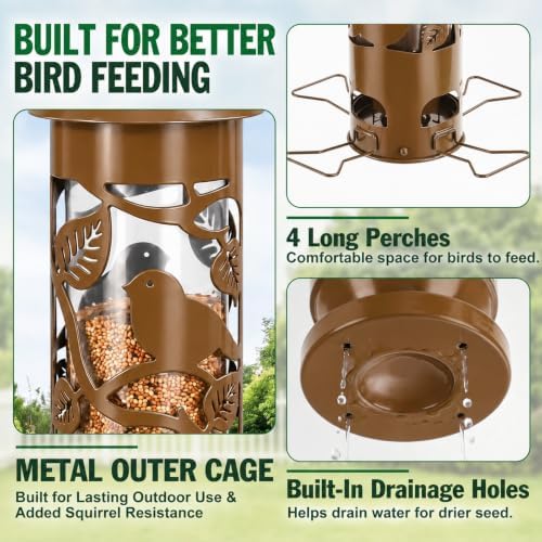 FEED GARDEN Squirrel Proof Bird Feeder for Outdoors Hanging, 2.5LB Capacity