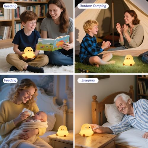 Cute Penguin Night Light, Squishy Silicone LED Night Lamp, Novelty Nursery Nightlight for Kids, Rechargeable Animal Touch Lamp Bedside Lamp, 2 Levels Dimmable, Room Decor Gifts for Girls Boys Baby