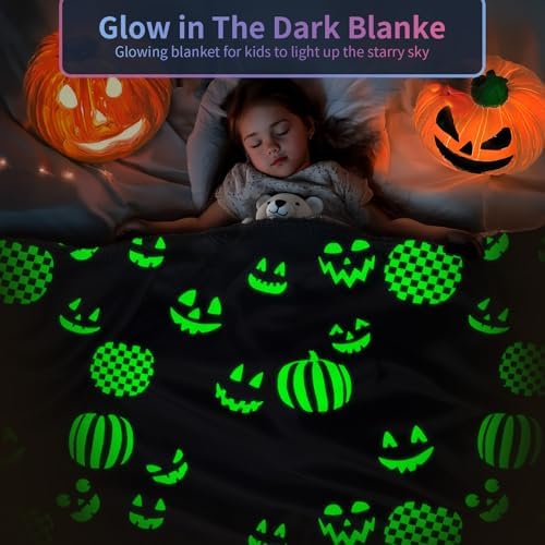 TEHALK Cute Halloween Blanket for Couch, Spooky Blanket for Boys/Girls/Kids/Teens, Pumpkin Blankets for Women/Men 40"x 60"
