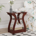 FROMJBEST End Tables Living Room, Cherry End Table with Charging Station