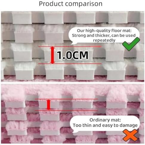 12pcs Carpet Squares Puzzle Floor Mat, Plush Interlocking Carpet Tiles, Anti Slip EVA Foam Jigsaw Floor Tiles, Build A Safe Area for Bedroom Playroom (Beige+Black)
