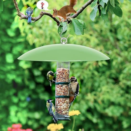 13" Bird Feeder Rain Guard, Hummingbird Feeder Shade Dome Cover, Hanging Baffle for Bird Feeder Pole,Smart Birds Feeder's Umbrella(Light Green), 4 Pack