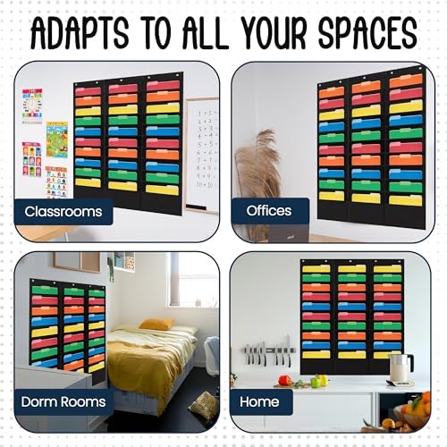 30 Pocket File Folder Pocket Chart, Black, 42" W x 47" T