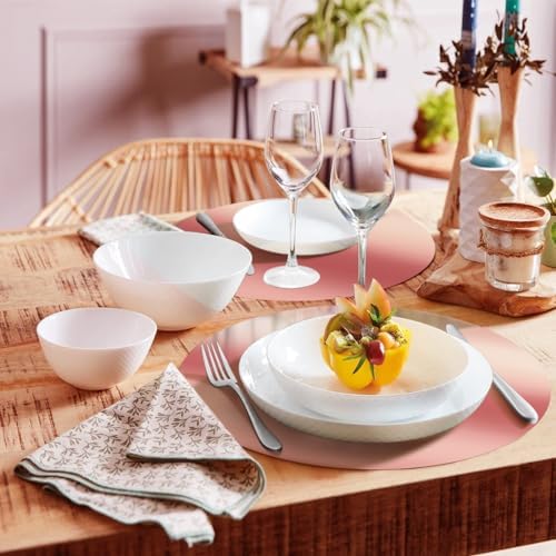 KesaPlan 100PCS Round Rose Gold Placemats, Disposable Paper Chargers Plate