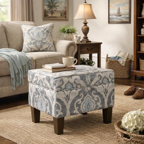 Spatial Order 22" Dinah Collection Storage Ottoman - Blue Slate