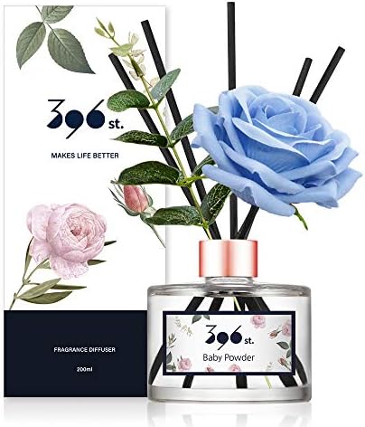 396 st. Rose Flower Reed Diffuser, Baby Powder, 200ml(6.7oz) / Reed Diffuser Sets, Home Fragrance, Scented Oils, Home & Bathroom Décor