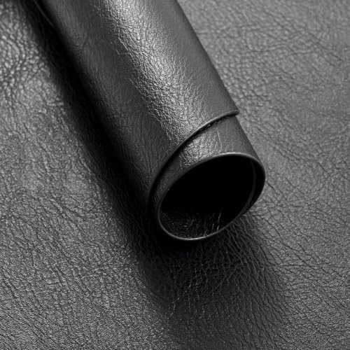 MOSAYT Vinyl Faux Leather Oval Placemats, Set of 6, Black