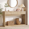 IRONCK 47" Fluted Console Table for Entryway with 2 Large Drawers, Oak