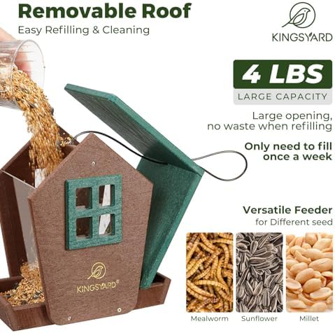 Kingsyard 4 lbs Large Bird Feeder House for Outdoors Hanging