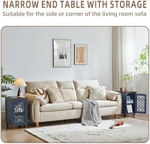 Joaxswe Narrow Side Table Set 2 with Glass Door Storage