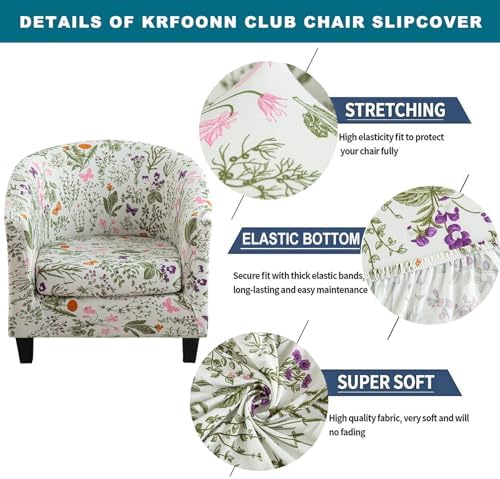 KRFOONN Club Chair Slipcover 2 Piece Stretch Round Barrel Chair Covers, B14