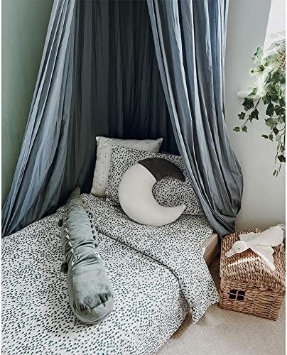 MAMERIA Kids Bed Canopy with Frills Cotton Hanging Tent Curtain Net for Reading Nook Hideaway Bedding Play Room Decor(Blue)
