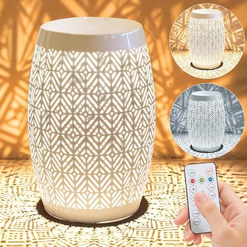 18" Metal LED Side Table Outdoor, 3-Mode Lights, Modern Drum Design
