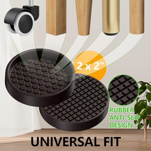 Non Slip Furniture Pads - 2" Anti Skid Caster Cups, 12PCS Round Furniture Coasters for Hardwood Floors, Anti Slide Furniture Cup Bed Couch Floor Protectors,Furniture Stoppers to Prevent Sliding(Brown)