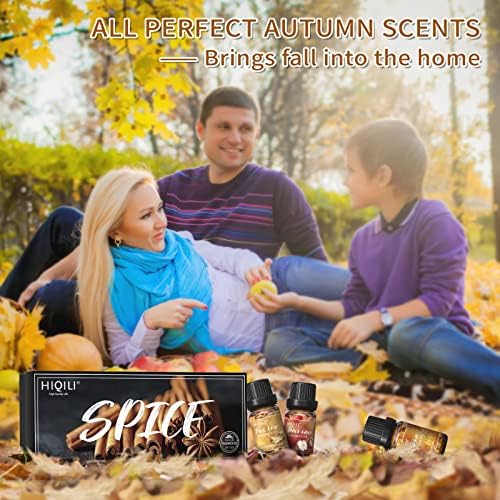 HIQILI Spice Fragrance Oil, Scented Oil 6x10ml for Candle Making Soap Slime, Fall Essential Oils for Diffuser Home, Cinnamon Pumpkin Vanilla Apple Cider Harvest Spice Fall Leaf, Christmas (Pack of 2)