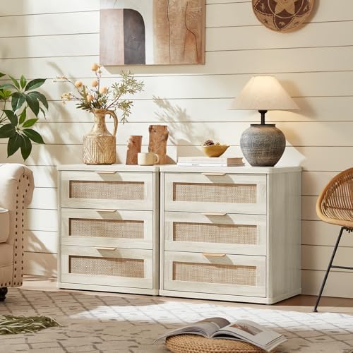 LEYAOYAO Rattan 23" Nightstands with Drawers for Bedroom