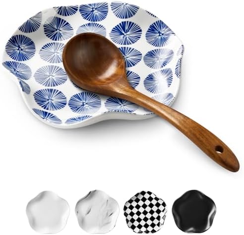 ABRUTY Spoon Rest for Stove Top, Ceramic Spoon Holder for Counter, Modern Farmhouse Decor Accessories for Spatula, Spoons or Tongs