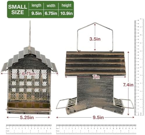 Metal Bird Feeder House Outdoor Hanging 2-Side Feeding 3 LBs Capacity
