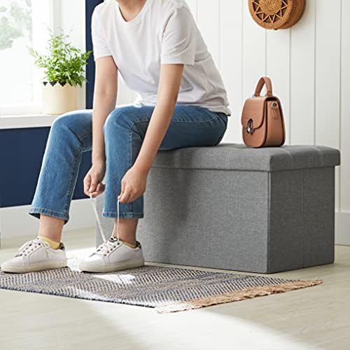 SONGMICS Ottoman Storage Bench, 21 Gal. Folding Chest, Holds 660 lb