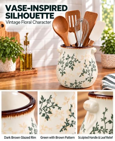 OTHIX Large Kitchen Utensil Holder, Ceramic Utensil Crock