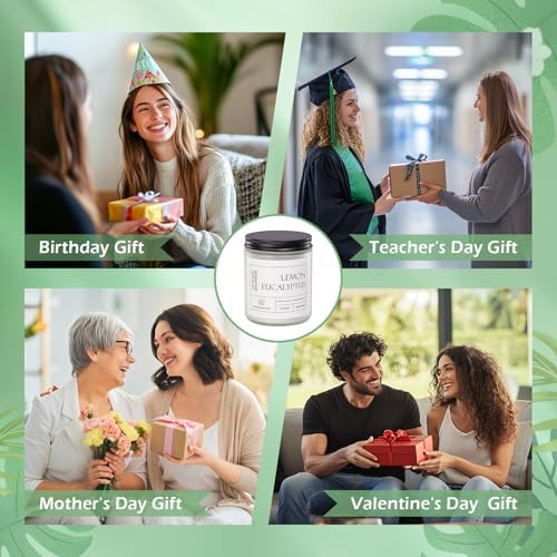 Molensun Lemon Eucalyptus Scented Candle, Soy Wax 7 oz