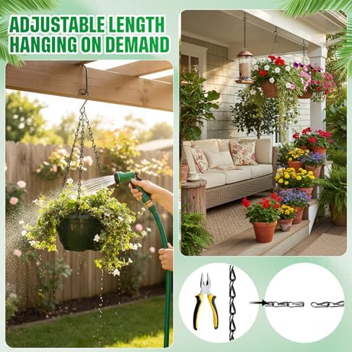 EBOOT 2 Pcs Hanging Chain for Bird Feeders Planters,23.6 Inch,Black