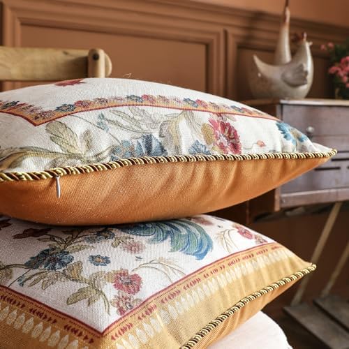patdrea Designer French Vintage Pillow Cover,18"x18",Set of 2