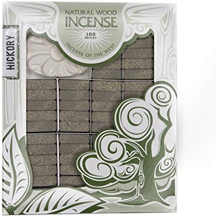 Incienso de Santa Fe - Hickory Natural Wood Incense Bricks with Holder, 100 Count - Made in the USA
