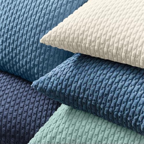 Kevin Textile Soft Corduroy 16x16 Inch Pillow Covers 2 Pack, Blue