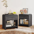 AMERLIFE Nightstands Set of 2 with Storage Drawer & Shelves, Black
