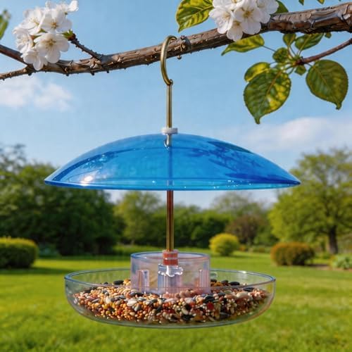 8" Mini Plastic Rain Cover for Bird Feeder, 2-Pack Blue Weather Guard Dome